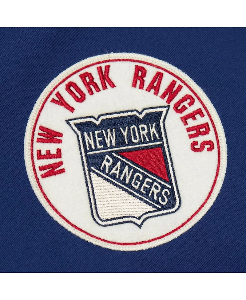 Mitchell & Ness Men's Blue New York Rangers Vintage Coaches Cotton Twill Full-Zip Jacket