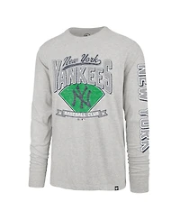 '47 Brand Men's Gray New York Yankees Big Tall Distressed Franklin Long Sleeve T-Shirt