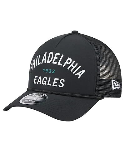 New Era Men's Black Philadelphia Eagles Active Minimalist M-Crown A-Frame 9FORTY Adjustable Hat