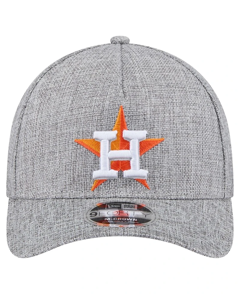 New Era Men's Gray Houston Astros Cotton Weave M-Crown A-Frame 9FORTY Adjustable Hat