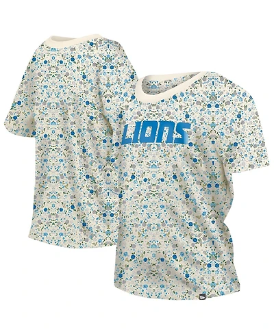 New Era Women's Cream Detroit Lions Glam Game Floral T-Shirt
