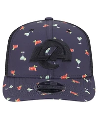 New Era Men's Navy/Black Los Angeles Rams Adventure Drinks Pattern 9SEVENTY Stretch Snap Hat