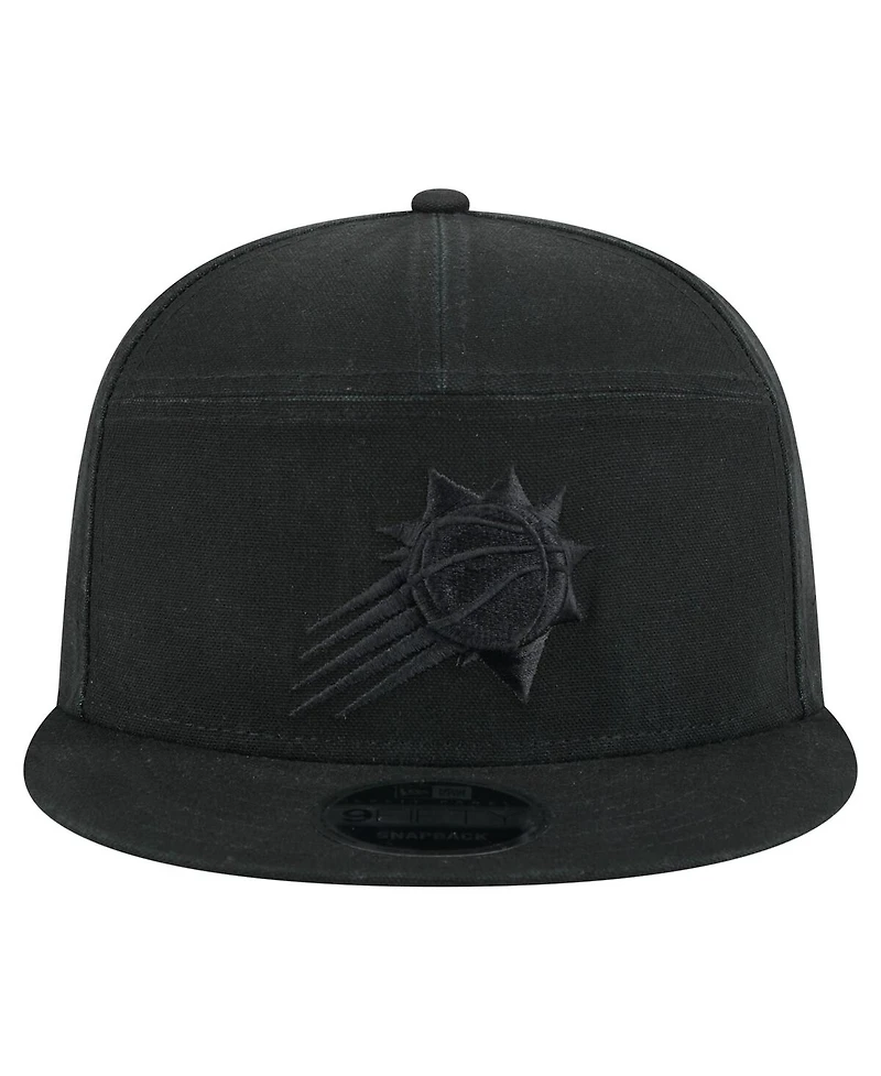 New Era Men's Black Phoenix Suns Adventure Canvas Split Panel 9FIFTY Snapback Hat