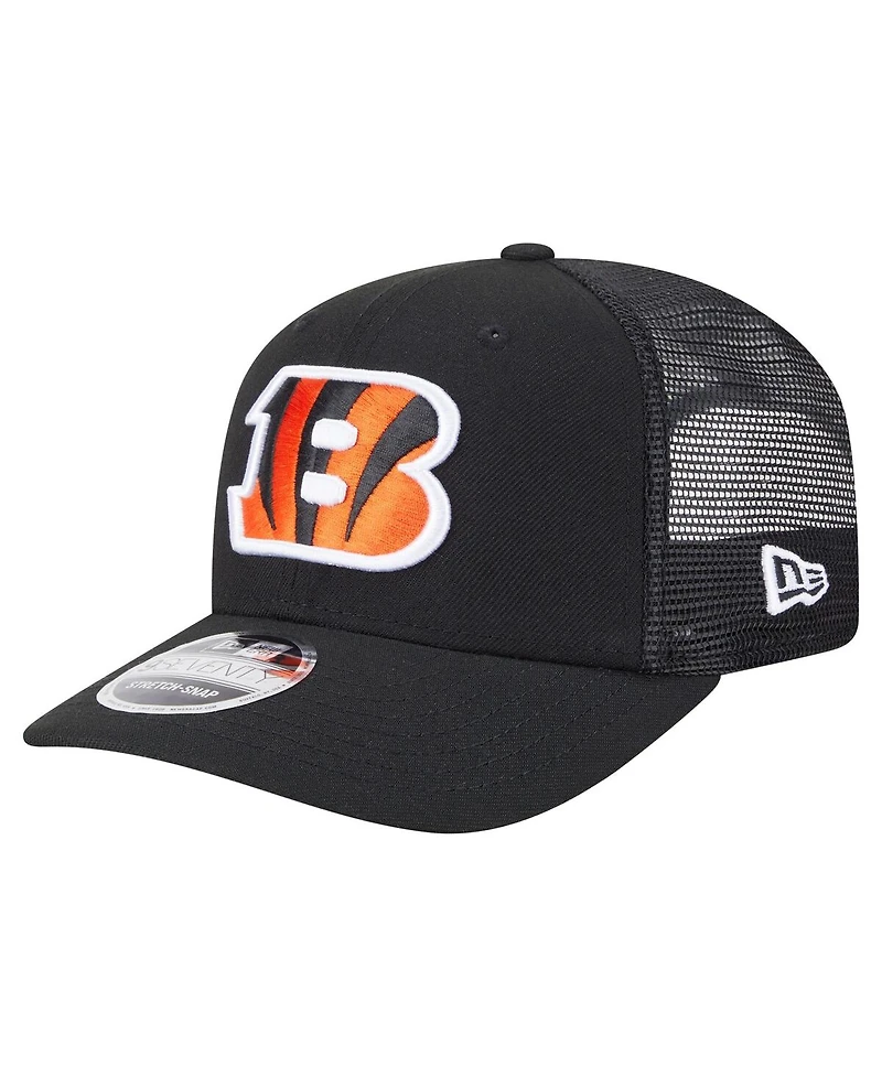 New Era Men's Black Cincinnati Bengals Main Trucker 9SEVENTY Stretch Snap Hat