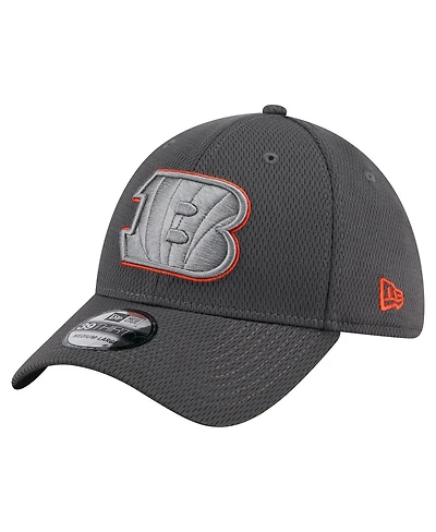 New Era Men's Graphite Cincinnati Bengals Main 39THIRTY Flex Hat