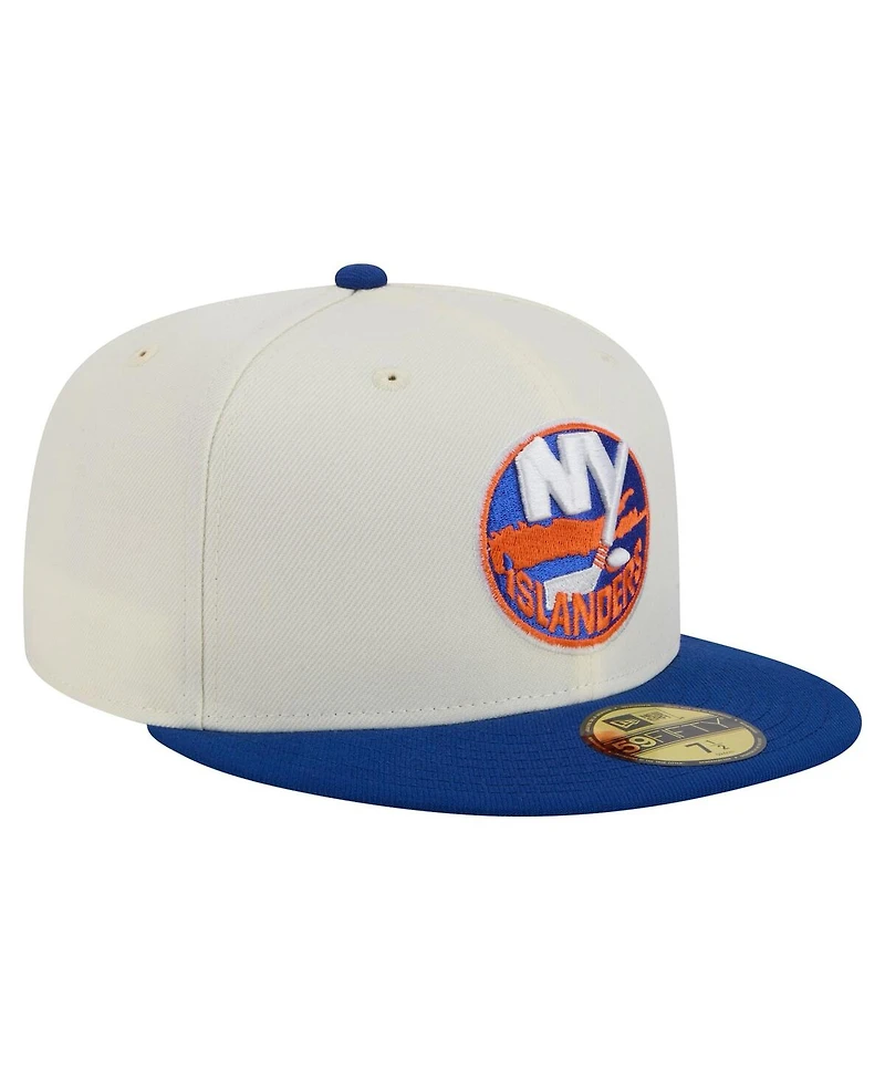New Era Men's White New York Islanders Chrome Two-Toned 59FIFTY Fitted Hat
