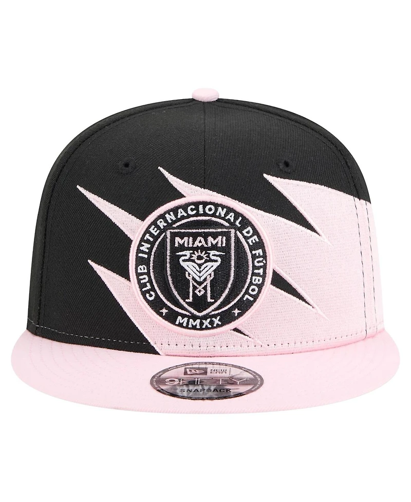 New Era Men's Black/Light Pink Inter Miami Cf Jagged 9FIFTY Snapback Hat
