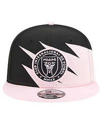 New Era Men's Black/Light Pink Inter Miami Cf Jagged 9FIFTY Snapback Hat