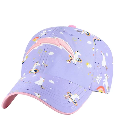 '47 Brand Girls Preschool Lavender Los Angeles Chargers Unicorn Clean Up Adjustable Hat
