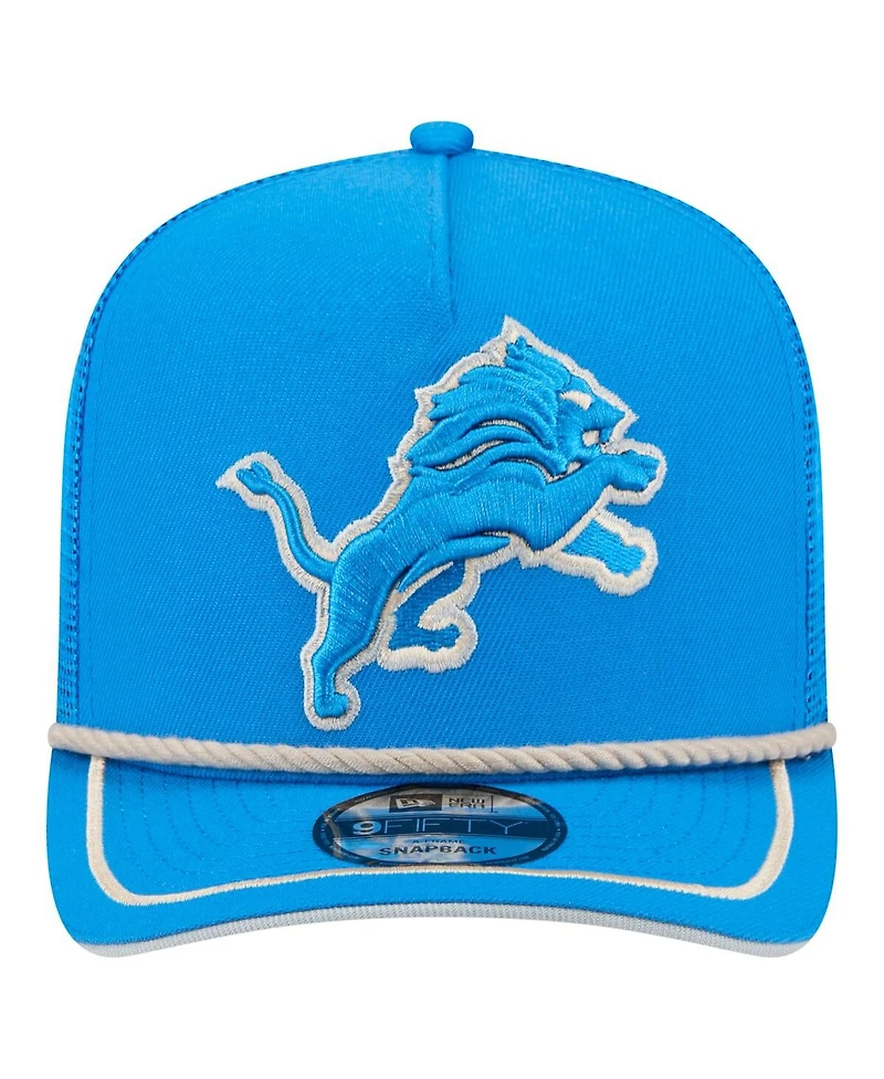 New Era Men's Blue Detroit Lions Vintage Team Rope A-Frame Trucker 9FIFTY Snapback Hat
