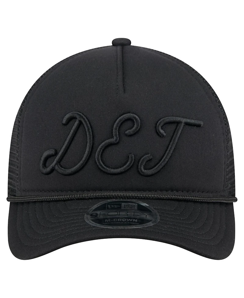 New Era Men's Black Detroit Tigers City Initial 9FORTY A-Frame M-Crown Adjustable Trucker Hat