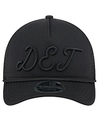 New Era Men's Black Detroit Tigers City Initial 9FORTY A-Frame M-Crown Adjustable Trucker Hat