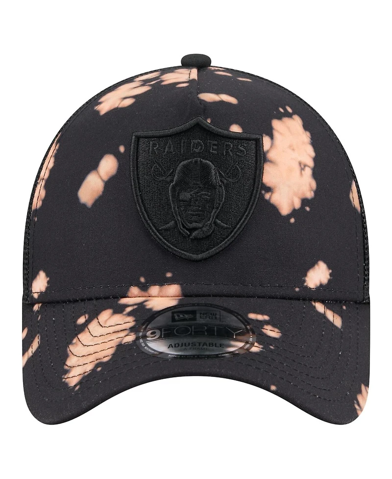 New Era Men's Black Las Vegas Raiders Bleached 9FORTY A-Frame Adjustable Hat