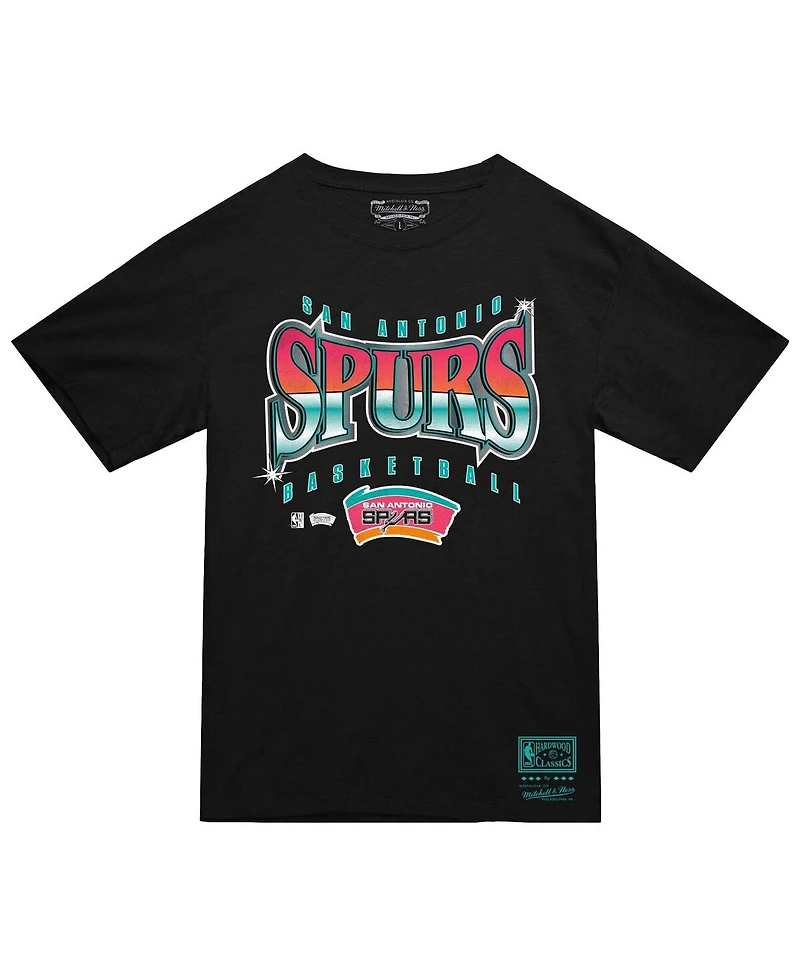 Mitchell & Ness Men's Black San Antonio Spurs Worldwide Collection Glow Up T-Shirt
