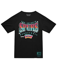 Mitchell & Ness Men's Black San Antonio Spurs Worldwide Collection Glow Up T-Shirt