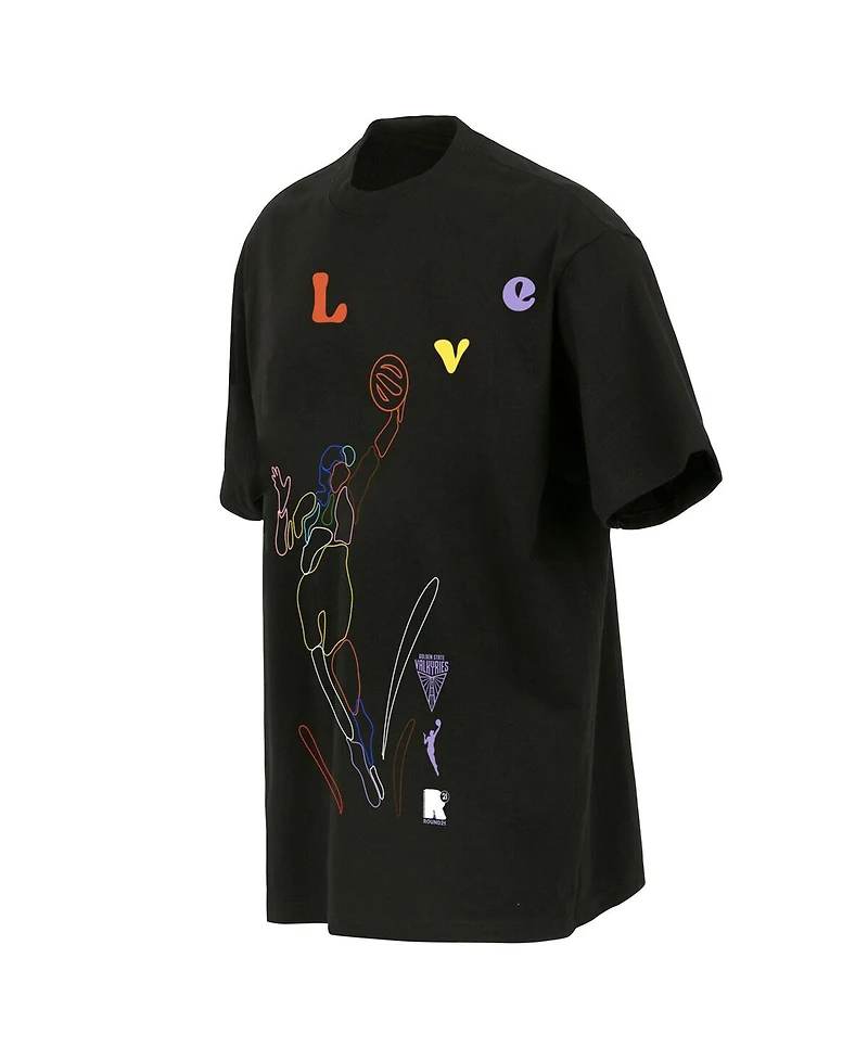 Round21 Men's and Women's Black Golden State Valkyries Love Pride Premium Heavyweight T-Shirt