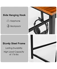 59 Inch Industrial Computer Desk with 2 Tier Storage Shelves for Home Office