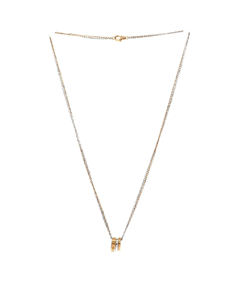 Pre-Owned Cartier Love 3 Ring Pendant Necklace 18K Rose Gold and 18K White Gold with Diamonds