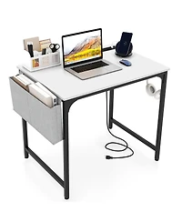 32 Inch Computer Desk Small Home Office Desk with Charging Station