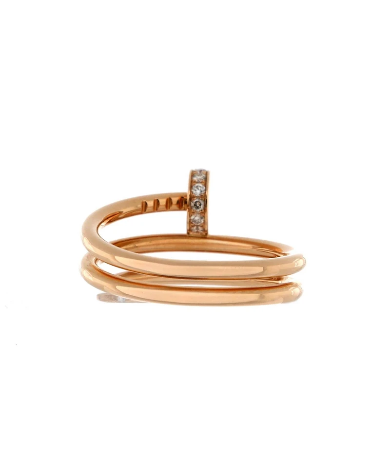 Pre-Owned Cartier Small Juste un Clou Double Ring 18K Rose Gold and Diamonds
