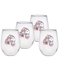 Frank Lloyd Wright Hoffman Rug Stemless Wine Glasses, Set of 4