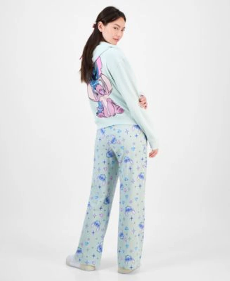 Disney Juniors Stitch Full Zip Hoodie Stitch Allover Print Drawstring Pants