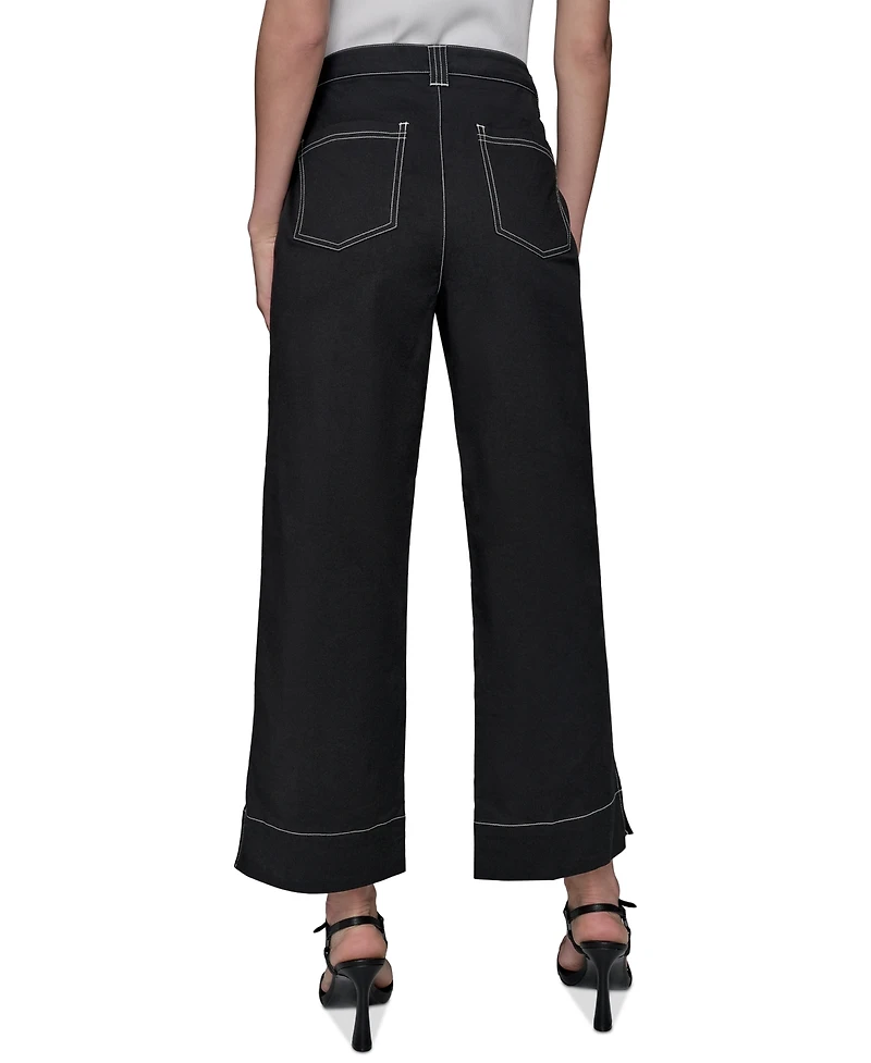 Karl Lagerfeld Paris Women's Stitch-Trimmed Cropped Pants