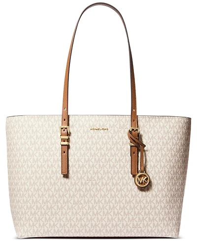 Michael Kors Quinn Large Signature Logo and Leather Tote