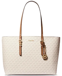 Michael Kors Quinn Large Signature Logo and Leather Tote