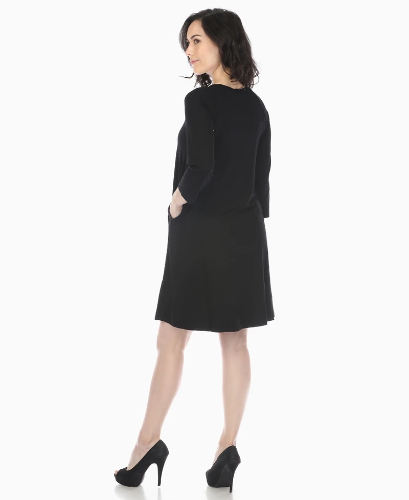 White Mark Women's Criss Cross Neckline A-line Dress