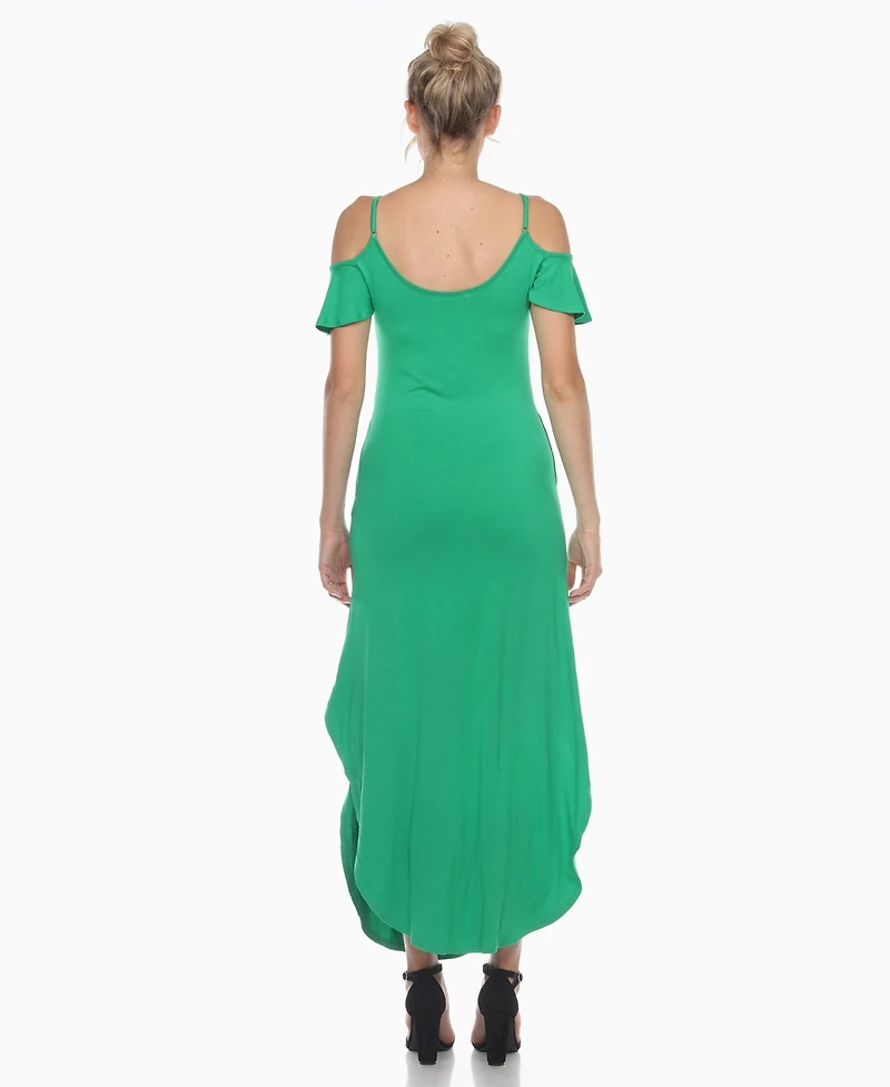 White Mark Women's Cold Shoulder Full Length Maxi Dress