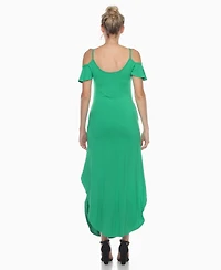 White Mark Women's Cold Shoulder Full Length Maxi Dress