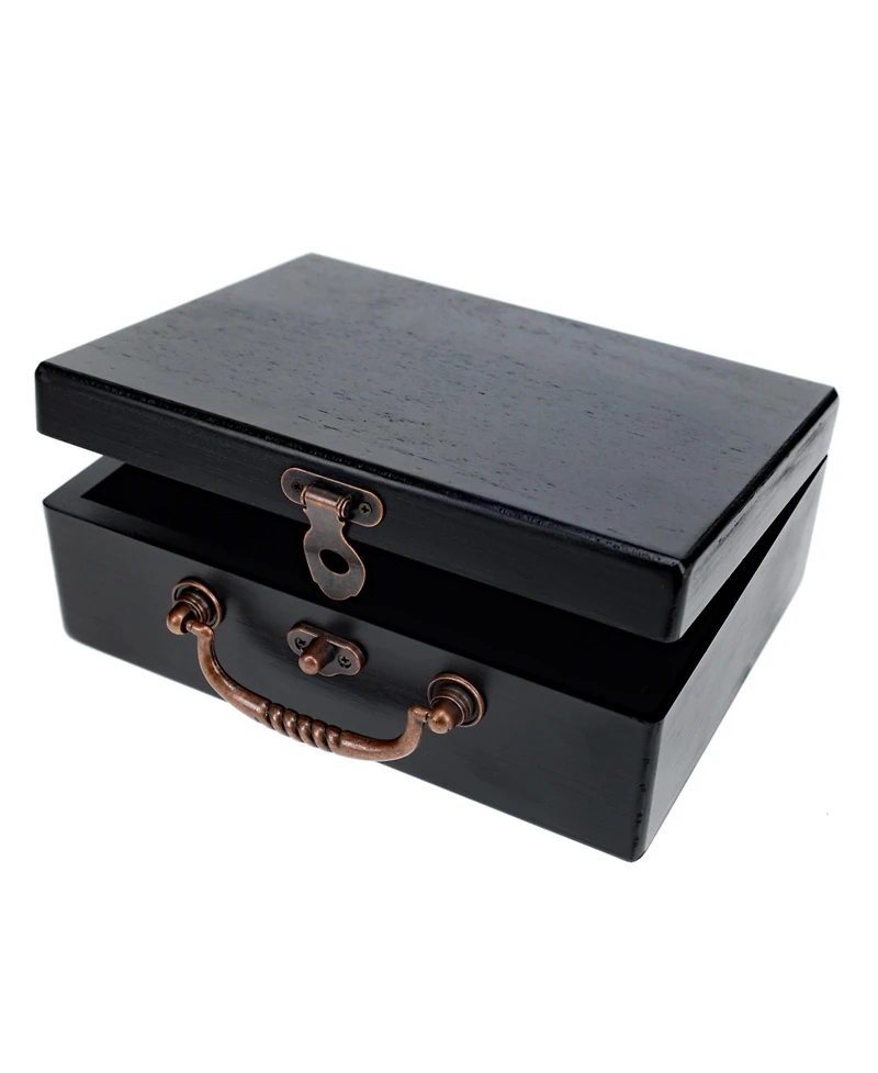 We Games Wooden Keepsake Stash Box with Old World Handle - Black Stain
