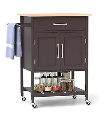 Rolling Kitchen Island Cart with Drawer and Towel Rack