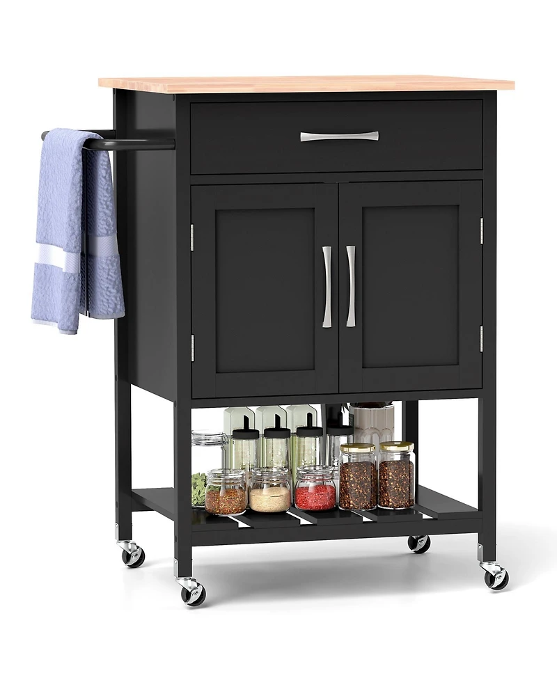 Rolling Kitchen Island Cart with Drawer and Towel Rack