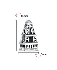 Bling Jewelry Traveler Paris Vacation Eiffel Tower Charm Bead Oxidized Sterling Silver Fits European Bracelet