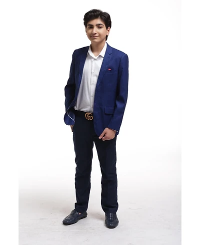 Elie Balleh Boys Blue Slim Fit Digital Rain Jacket