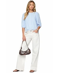 Edikted Women's Pinstripe Linen Look Button Up Shirt