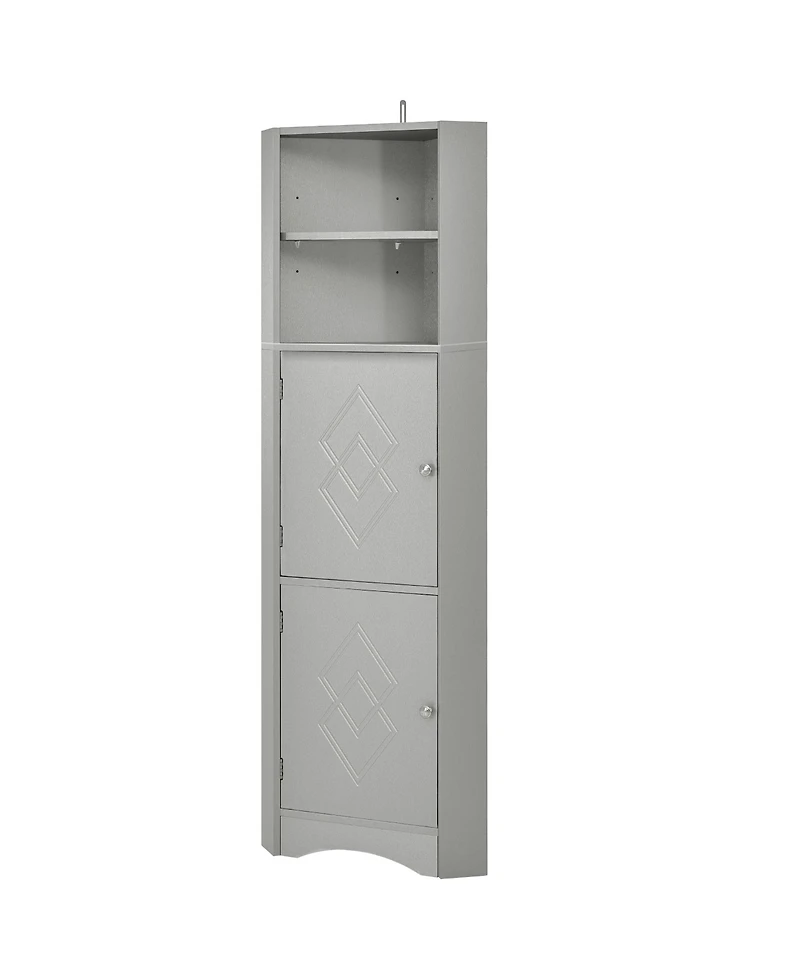 Casainc 61.2"H Tall Corner Bathroom Cabinet with Doors and Adjustable Shelves