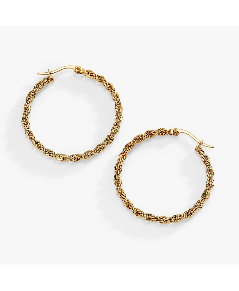 Frozen French Rope Chain Hoop Earrings