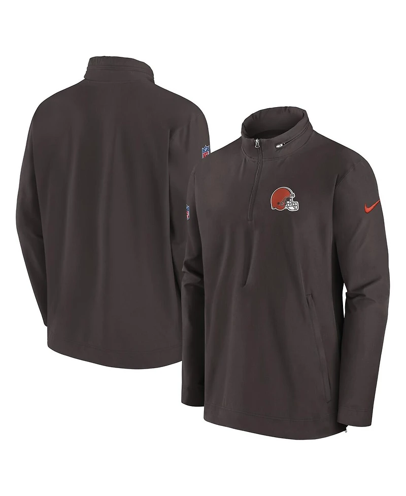 Nike Men's Brown Cleveland Browns Sideline Coach Half-Zip Jacket