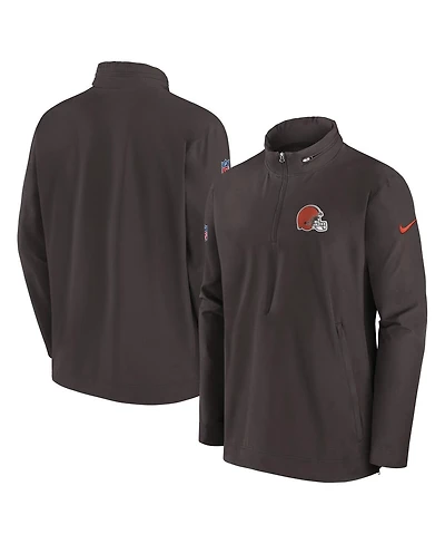 Nike Men's Brown Cleveland Browns Sideline Coach Half-Zip Jacket