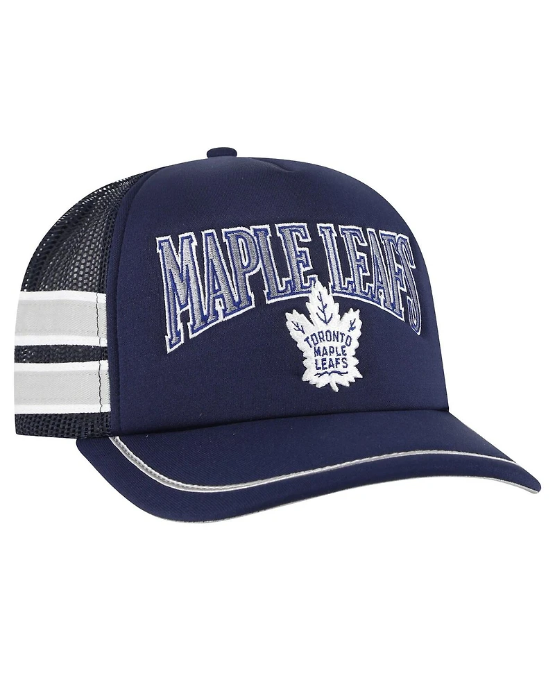 '47 Brand Men's Navy Toronto Maple Leaf's Sideband Stripes Trucker Snapback Hat