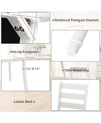 Gymax Wooden Dining Chair Set of 2 w/ Acacia Wood Legs Padded Cushion Ladder Back