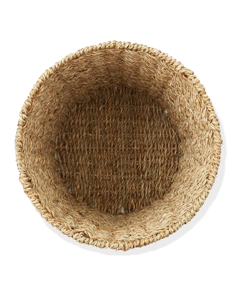Casafield Seagrass Waste Basket - Natural, Woven Trash Can for Garbage in the Bathroom, Bedroom, Laundry Room, Home Office - Natural