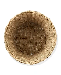 Casafield Seagrass Waste Basket - Natural, Woven Trash Can for Garbage in the Bathroom, Bedroom, Laundry Room, Home Office - Natural