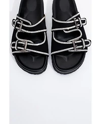 Allen Rhinestone Leather Slide Sandal (Women)