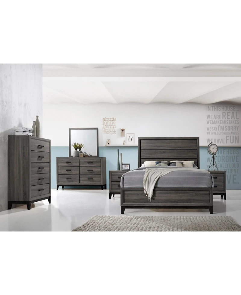 Kings Brand Furniture Ambroise Wood Dresser & Mirror, Gray/Black