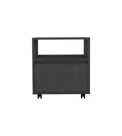 One Drawer Faux Wood Nightstand for Bedroom Storage and Bedside Table