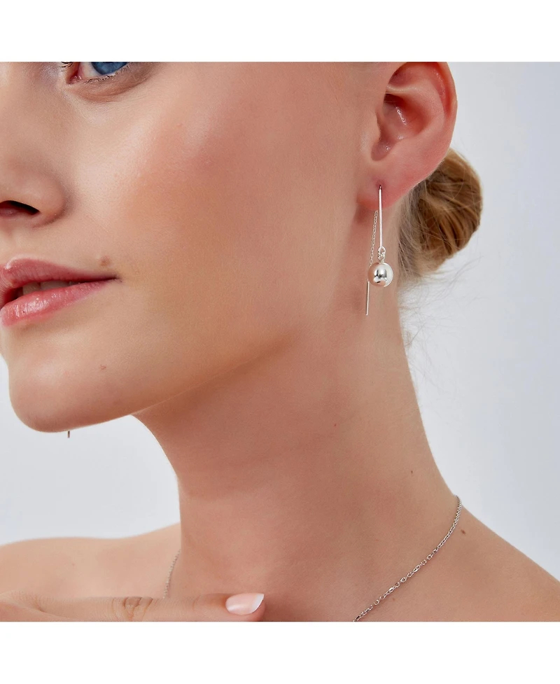 Spero London Bead Sphere Chained Drop Sterling Silver Earring